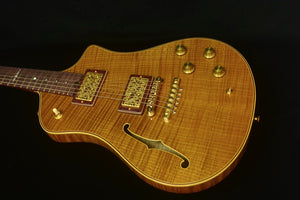 SOLD 2025 Asher Semi Hollow Electro Sonic Master Series - Tempered  Flame Maple with Purple Heart $12,000.00