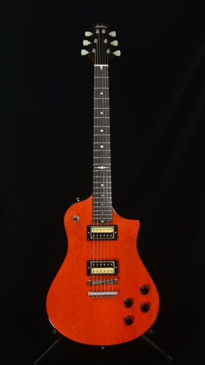 SOLD 2025 Asher Electro Sonic Vintage Series - Cardinal Red Birds Eye Maple with Brazilian Rosewood Board $8,500.00