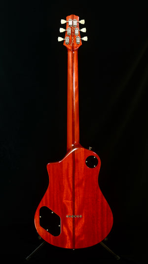SOLD 2025 Asher Electro Sonic Vintage Series - Cardinal Red Birds Eye Maple with Brazilian Rosewood Board $8,500.00