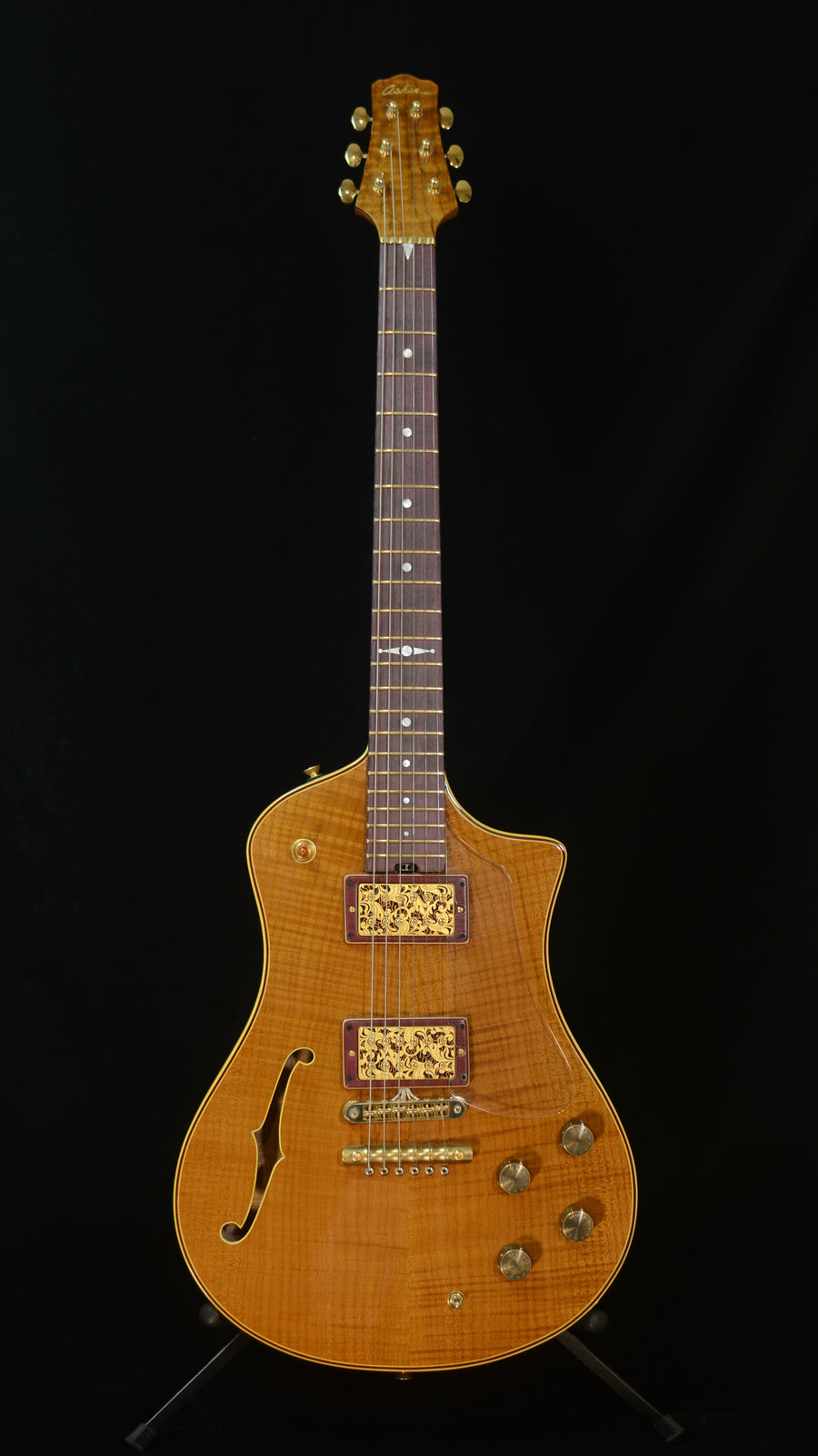 SOLD 2025 Asher Semi Hollow Electro Sonic Master Series - Tempered  Flame Maple with Purple Heart $12,000.00