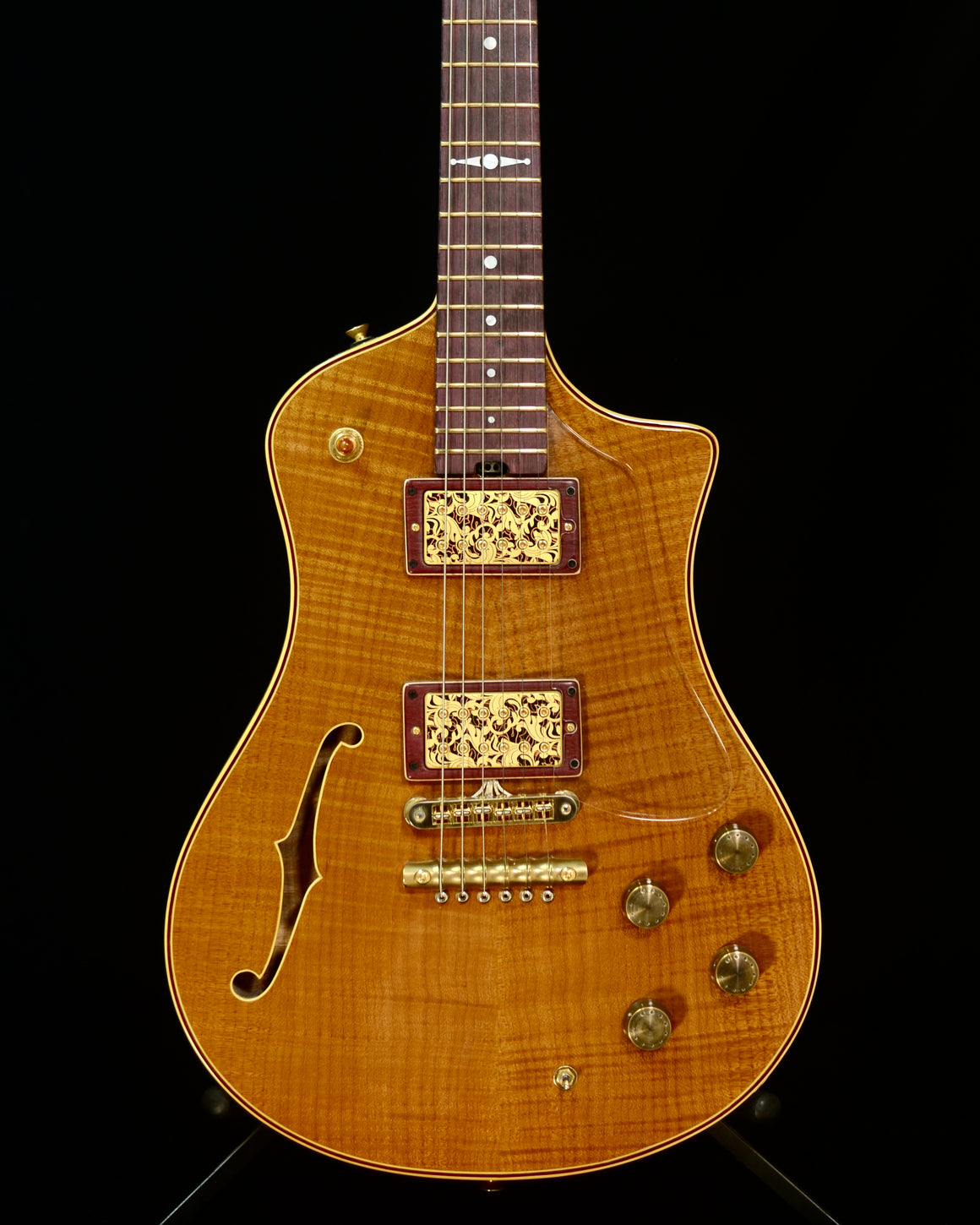 SOLD 2025 Asher Semi Hollow Electro Sonic Master Series - Tempered  Flame Maple with Purple Heart $12,000.00