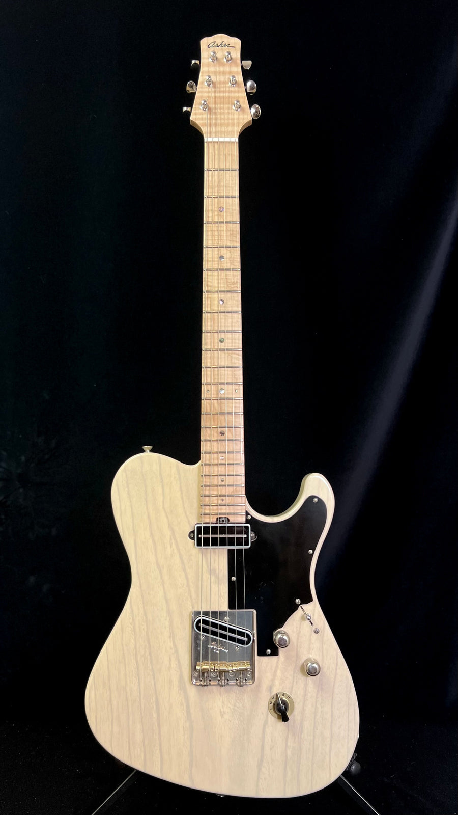 SOLD 2023 Asher T-Deluxe model Trans Ivory with T Blade Pickups and Waverly Tuners