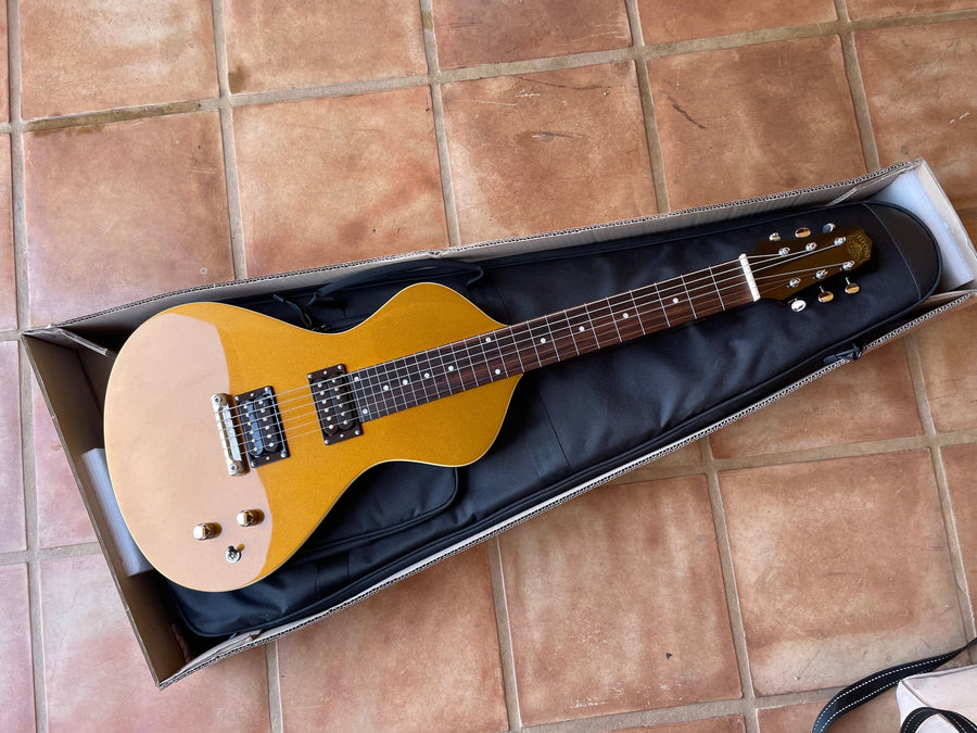 SOLD FACTORY SECOND 2024-25 Asher Electro Hawaiian® Junior Lap Steel Gold Top with Gig Bag!!