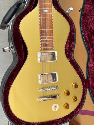 NOW AT WWW.ELECTROHAWAIIAN.COM SOLD 2024 Ben Harper signature Lap Steel Gold Top With Vintage Style Rope Binding!