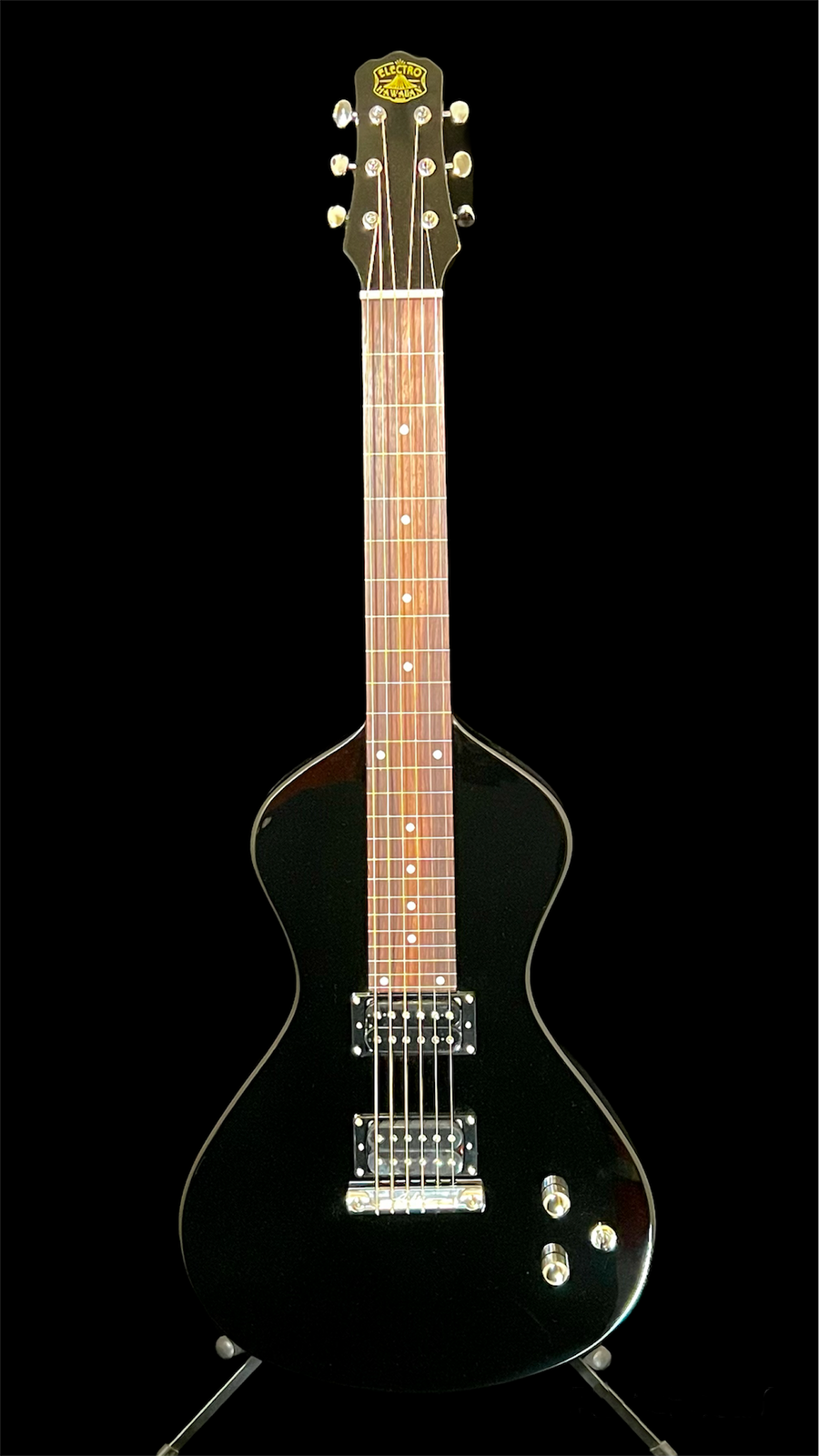 NOW AT WWW.ELECTROHAWAIIAN.COM 2025 Asher Electro Hawaiian® Junior Lap Steel Black with Gig Bag!