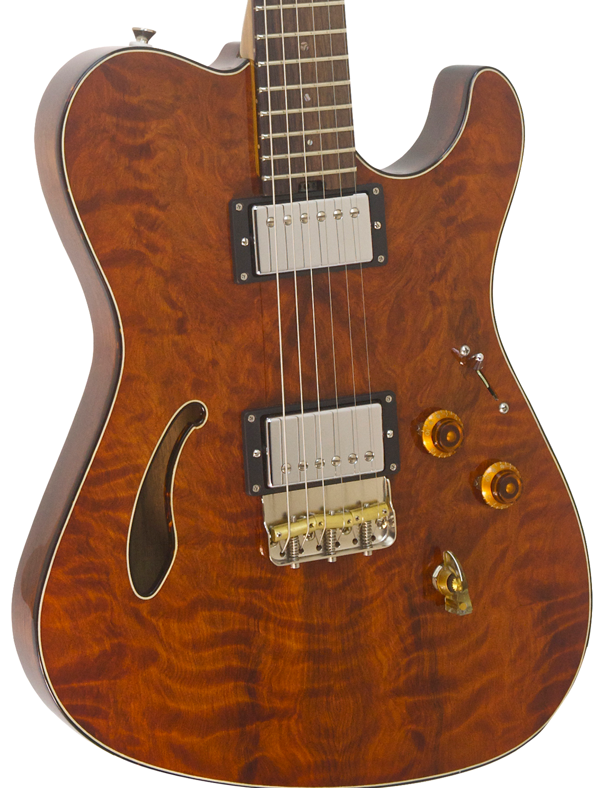 SOLD Asher Guitars 2015 Hollow T Deluxe Custom #842 with California Redwood top and custom wound pickups