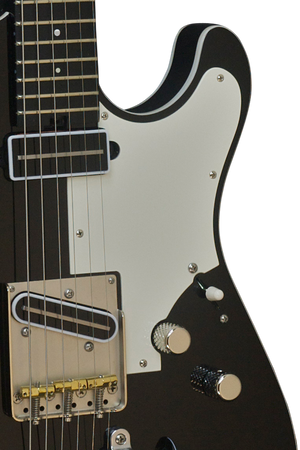SOLD  Asher T Deluxe Guitar in Black Poly with Bigsby, #854