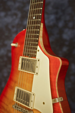 SOLD 2014 Asher Electro Sonic Guitar, Carved Flame Maple Top, Cherry Burst Nitro,  #799