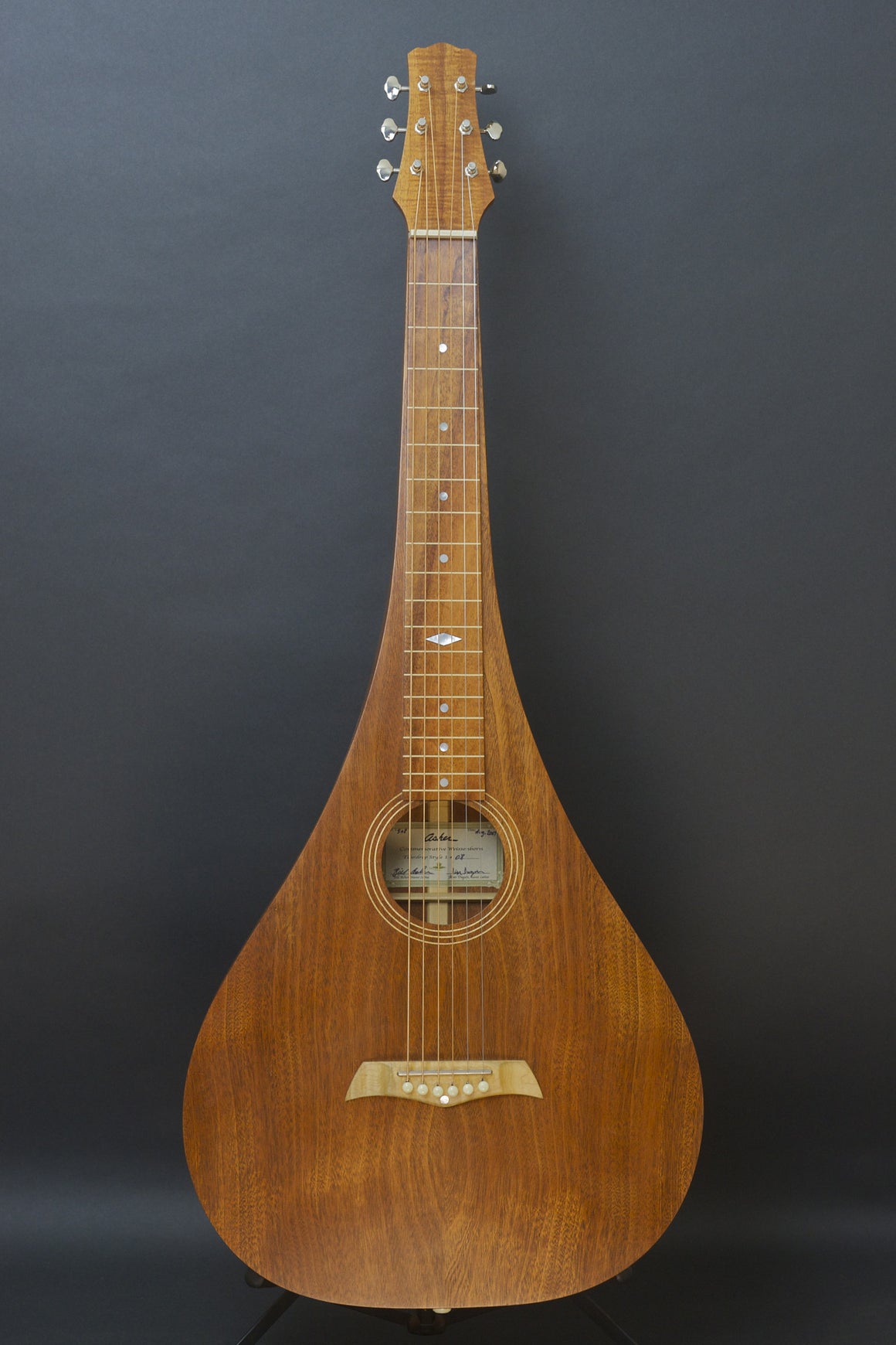 SOLD Used Asher Acoustic Hawaiian Teardrop Lap Steel with Custom Hard Case - Near Mint