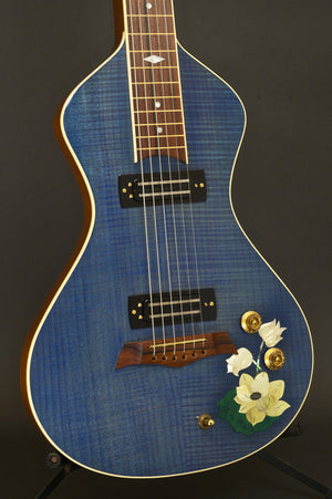 SOLD Rare Asher 2005 "Lotus Flower" #1 of 1 Electro Hawaiian Model I Lap Steel w/ Custom Hand Cut Inlay - Great Condition