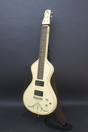 SOLD 2016 Asher Electro Hawaiian Junior with Belly Bar and Pin Striping - Antique White