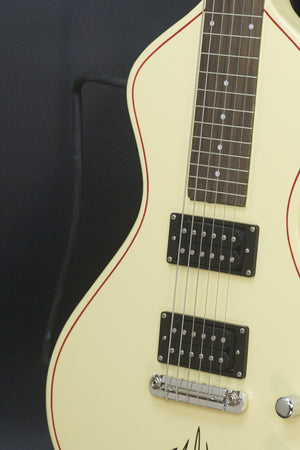 SOLD 2016 Asher Electro Hawaiian Junior with Belly Bar and Pin Striping - Antique White