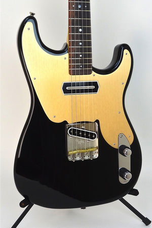 SOLD  Asher "Mozo" #809 Trans Black Nitro Guitar with Gold Anodized Pickguard