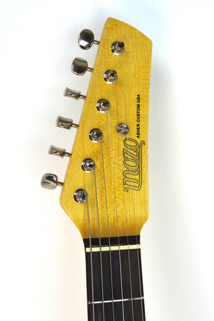 SOLD  Asher "Mozo" #809 Trans Black Nitro Guitar with Gold Anodized Pickguard