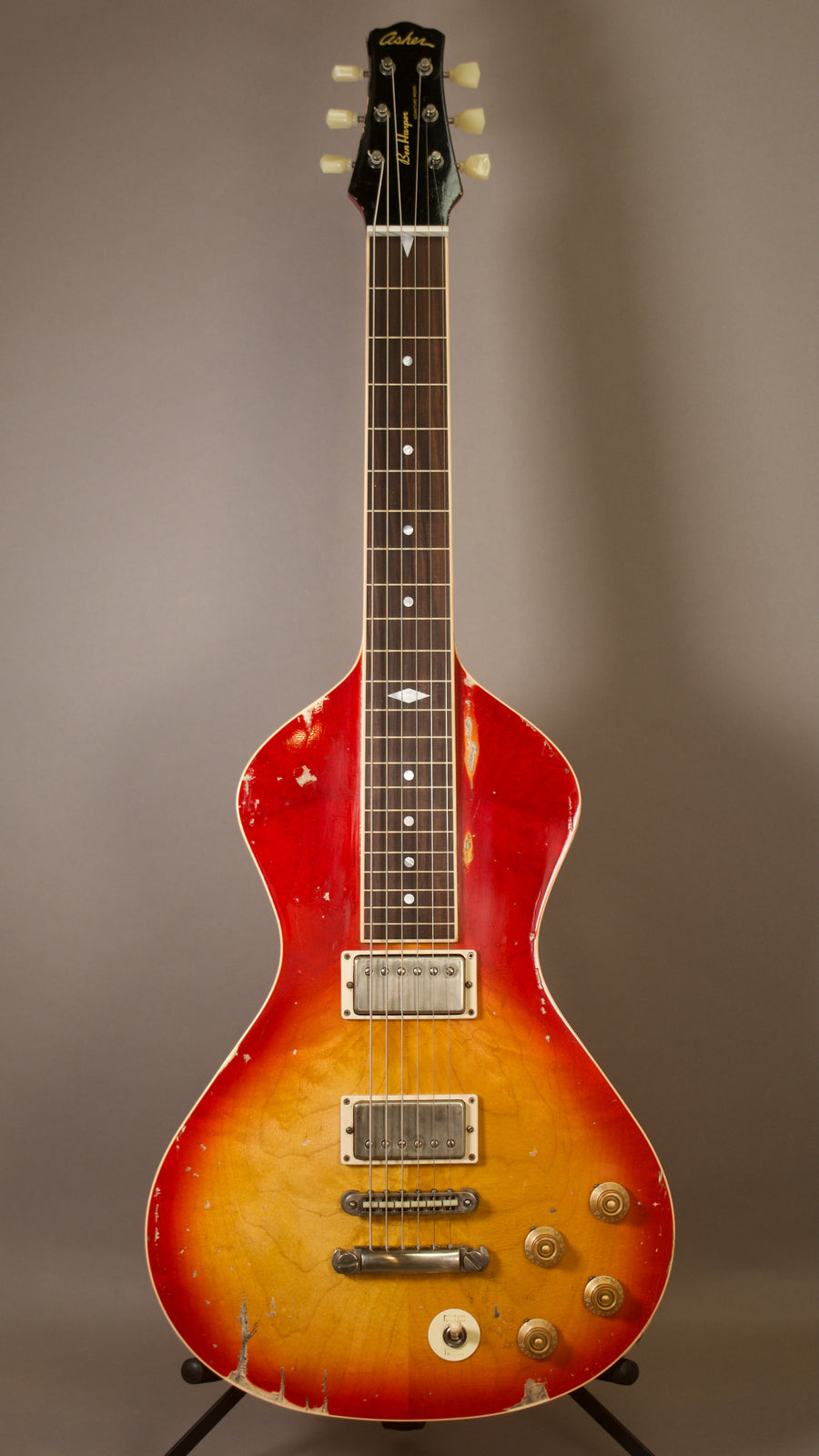 NOW AT WWW.ELECTROHAWAIIAN.COM SOLD 2022 Asher Ben Harper Signature Model Lap Steel - Maple Top with Relic'd Nitro Cherry Burst