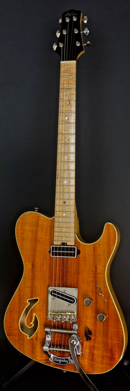 SOLD Used 2012 T Deluxe Bound Flame Koa Top with Custom Fish Hook F Hole and Bigsby,  #710