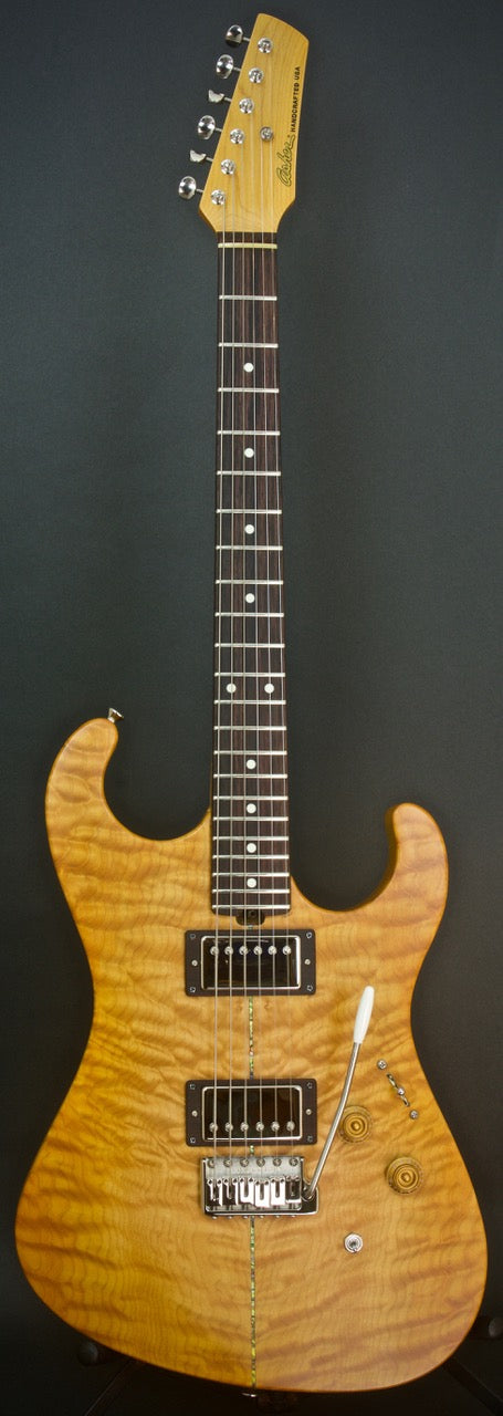 SOLD 2018 Asher S Custom Guitar With Drop Top Quilted Maple and Natural Satin Nitro Finish, #1066