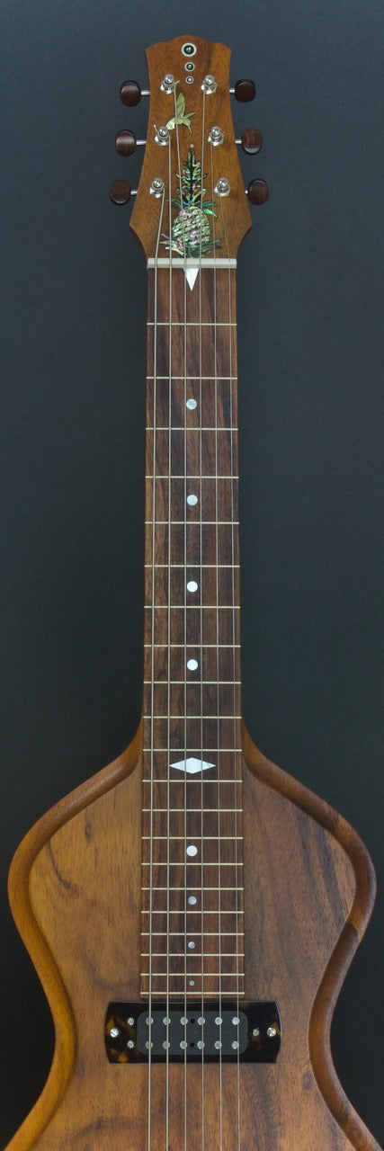 SOLD 2018 Electro Hawaiian Model I Reclaimed Koa Table c. 1970 Lap Steel W/ Pineapple Hummingbird Inlay, #1039