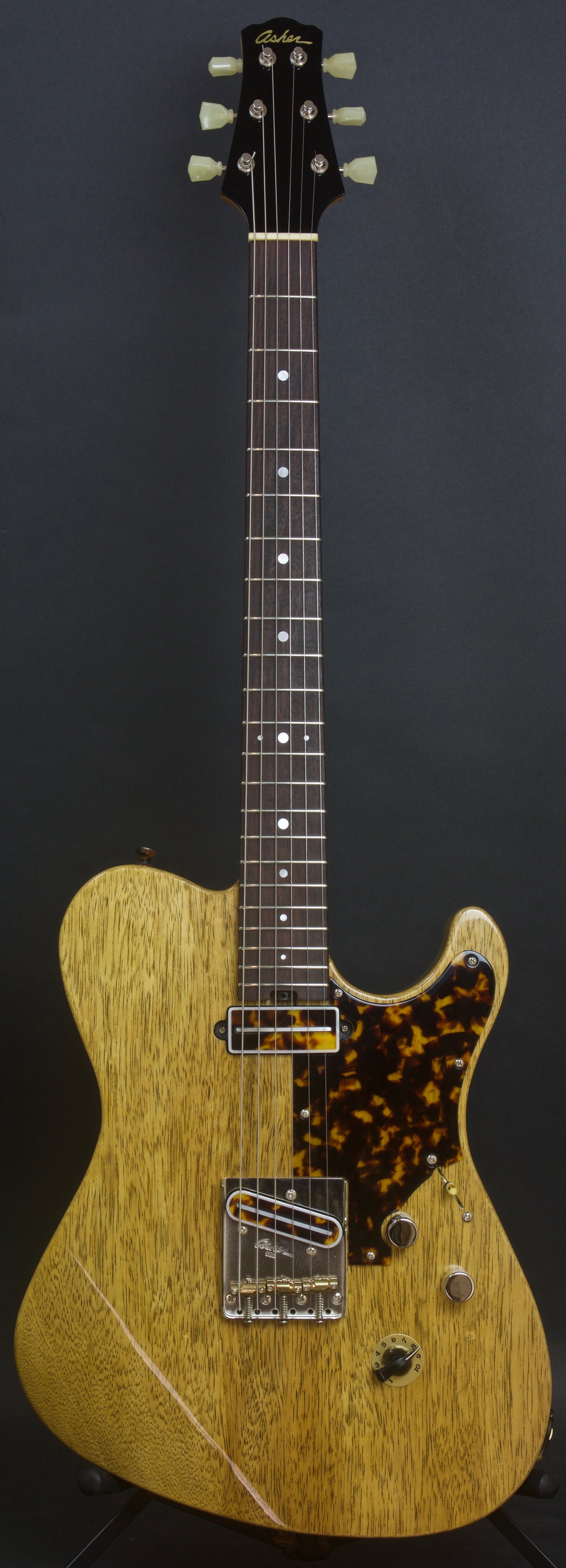 SOLD 2018 Asher T Deluxe Master Series Korina with Tortoise Details, #1081