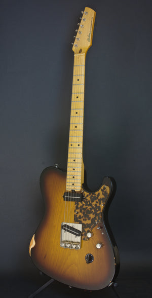 SOLD 2018 T Deluxe Nitro Tobacco Burst Relic with T Blade Pickups and Tortoise Guard, #1064