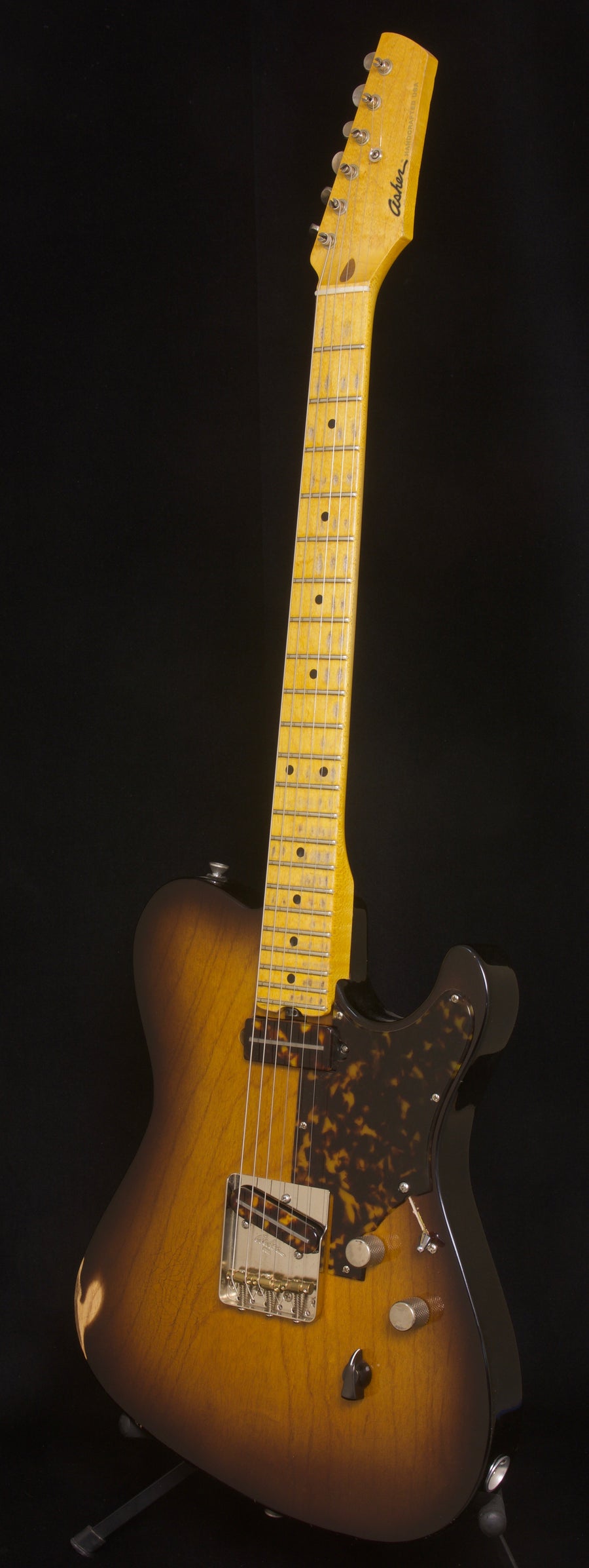 SOLD 2019 Asher T Deluxe Relic Tobacco Burst with Tortoise Detail. $3525.00