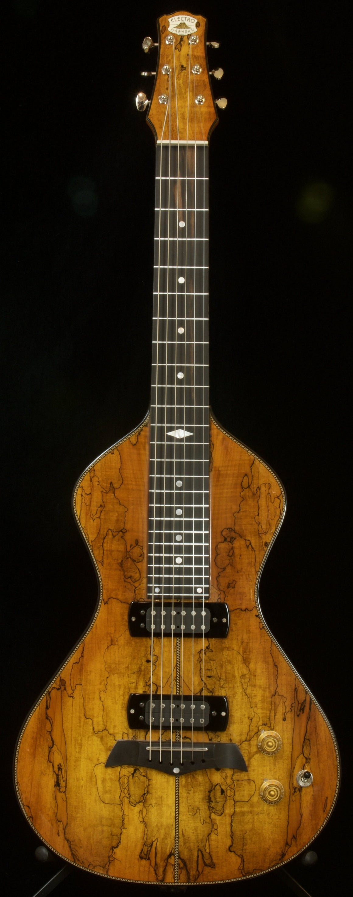 SOLD 2020 Asher Electro Hawaiian Model I Superior Top - Bound Spalted Maple Top Over Ash $3750.00