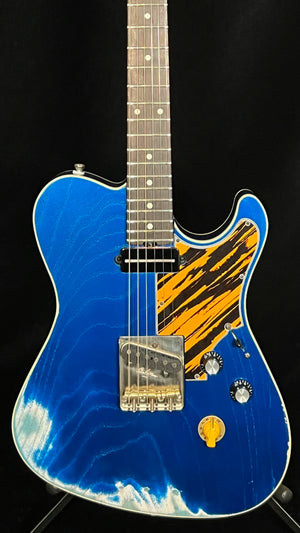 SOLD 2022 Asher T Deluxe with Swamp Ash Bound Body in Quasar Blue Metallic Relic Nitro, #1310