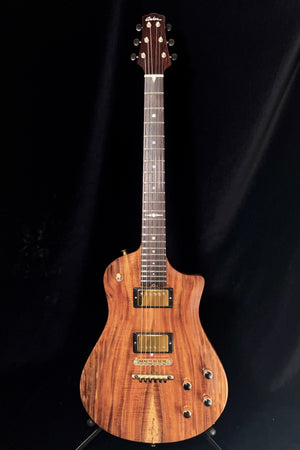 SOLD 2023 Asher Electro Sonic II Carve Flame Koa Top, Roasted Flame Maple Neck and Body with Beautiful Koi Inlay