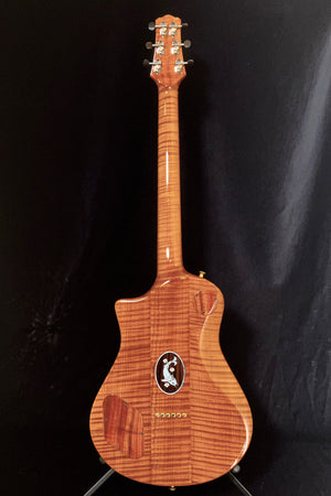 SOLD 2023 Asher Electro Sonic II Carve Flame Koa Top, Roasted Flame Maple Neck and Body with Beautiful Koi Inlay