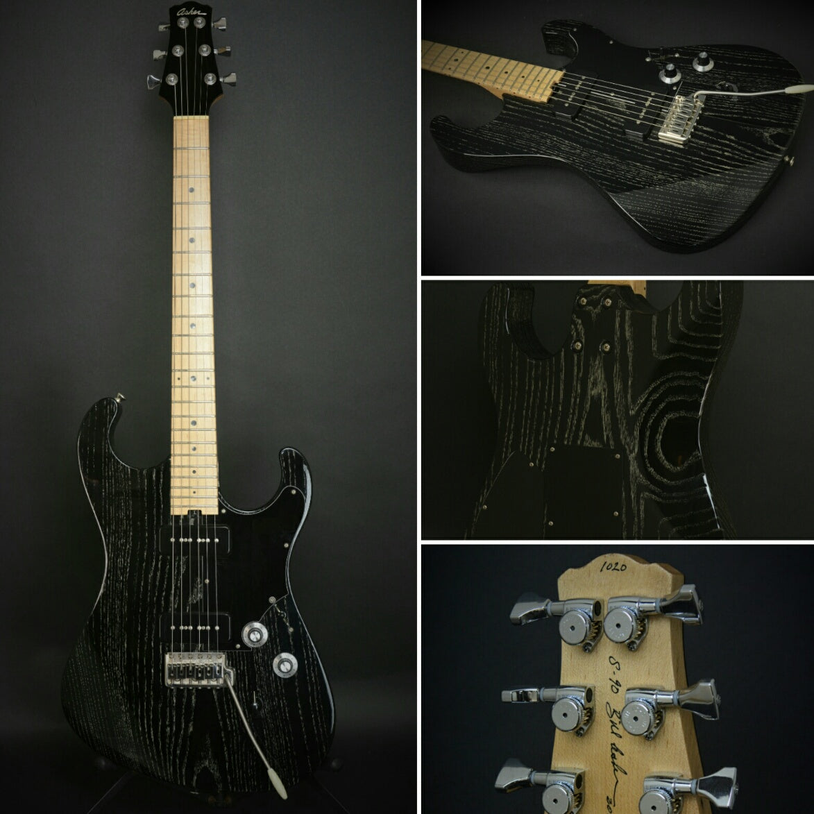SOLD DEMO Model Asher 2017 S90, #1020 - Black Dog Hair Nitro, 1-piece Swamp Asher Body, Lollar Pickups