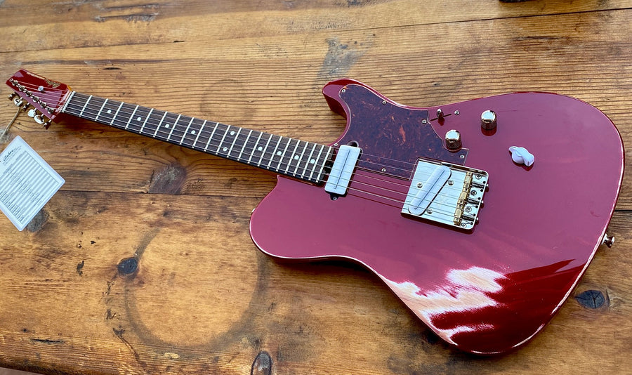 SOLD 2020 Asher T Deluxe Candy Cane Relic Vintage Series with our T Blade Pickups and Demeter Mid Boost