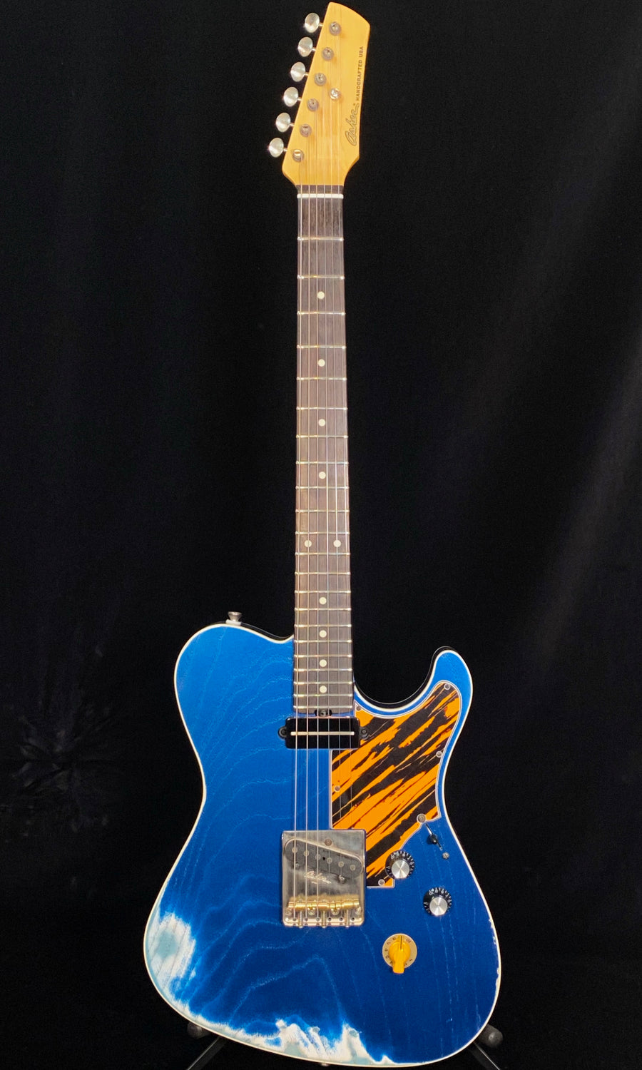 SOLD 2022 Asher T Deluxe with Swamp Ash Bound Body in Quasar Blue Metallic Relic Nitro, #1310