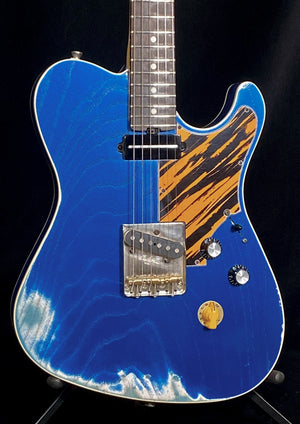 SOLD 2022 Asher T Deluxe with Swamp Ash Bound Body in Quasar Blue Metallic Relic Nitro, #1310