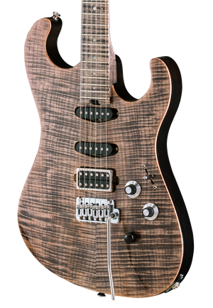 SOLD Asher S Custom Guitar #946 Faded Black over Flame Maple Top, Neck and Board