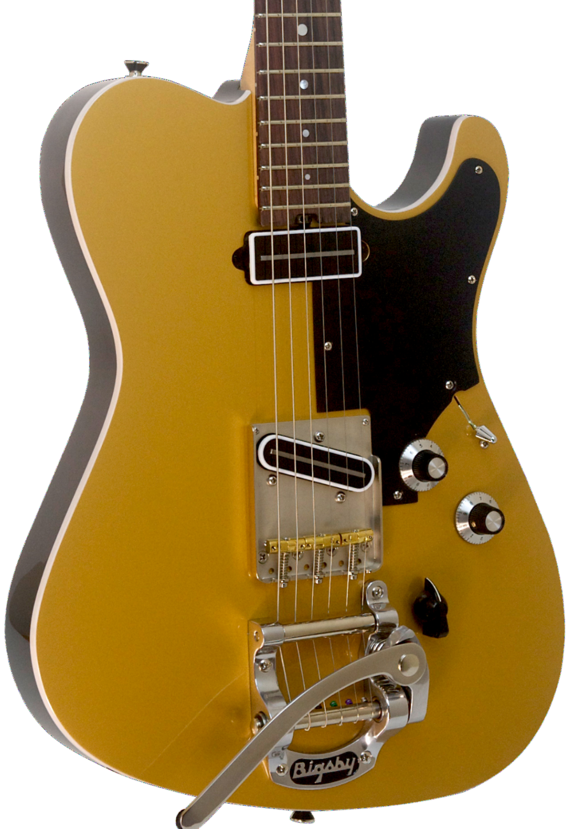SOLD Asher T Deluxe Gold Top with Black Back and Sides -  with Bigsby B5, #869