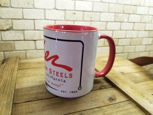 Asher Ceramic Coffee Mug, 11 oz, White and Red