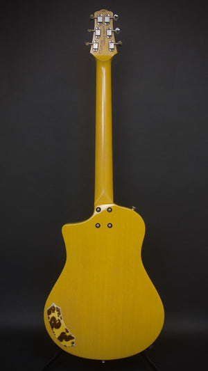 SOLD 2018 Asher Resosonic Rambler with Handcut Original 58 Rambler Hubcap, TV Yellow, #1089