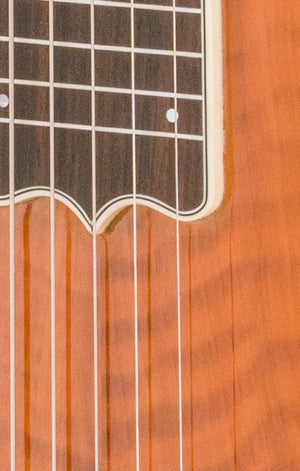 SOLD Asher Dual Tone #951 Semi-Acoustic Lap Steel with Flame California Redwood Top and Horseshoe Pickup