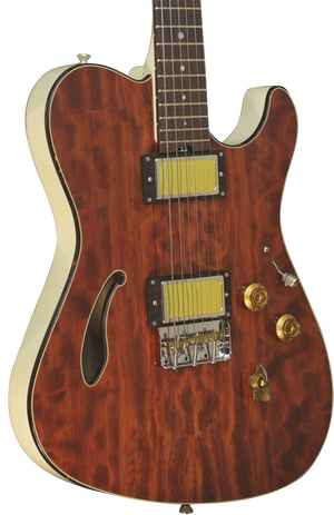 SOLD Asher 2015 Hollow T Custom #871 with figured Bubinga top and custom wound pickups