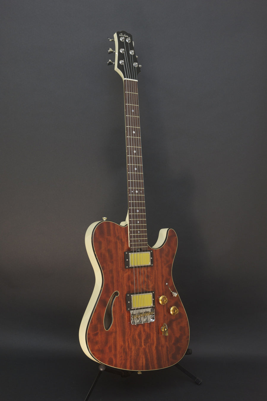 SOLD Asher 2015 Hollow T Custom #871 with figured Bubinga top and custom wound pickups