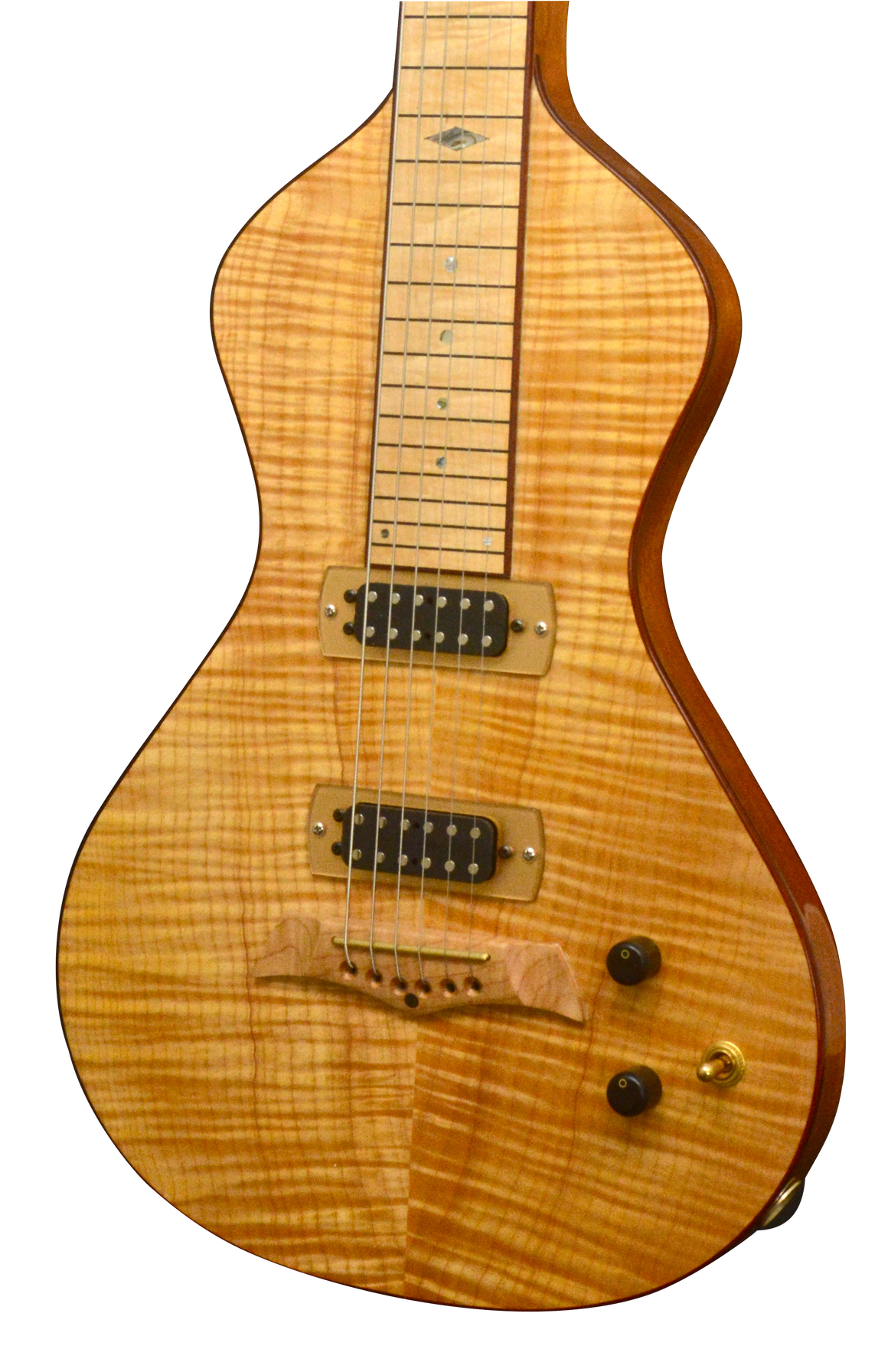 SOLD Asher 2016 "Hummingbird" Lap Steel with Flame Maple Top and Hand-cut Inlay #894